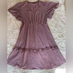 Light purple Swiss Dot Flutter Sleeve Dress